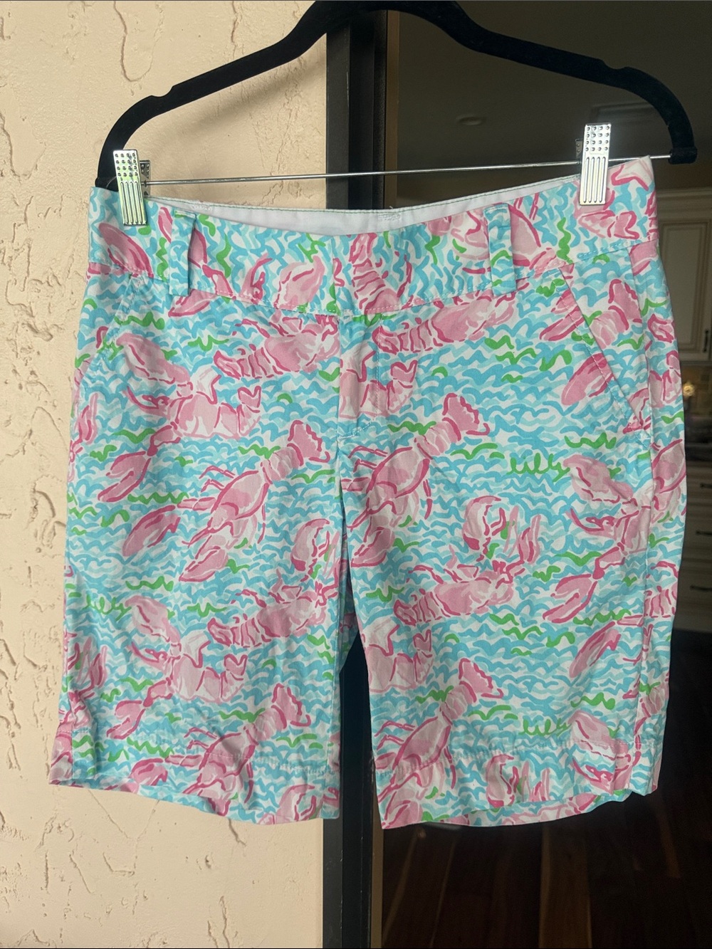Lilly Pulitzer Pink & Aqua Lobster-Print Bermuda Shorts